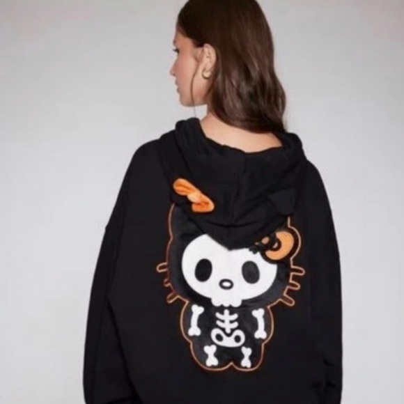Hello Kitty Forever 21 Black and Orange Skeleton Hoodie medium - Picture 1 of 10